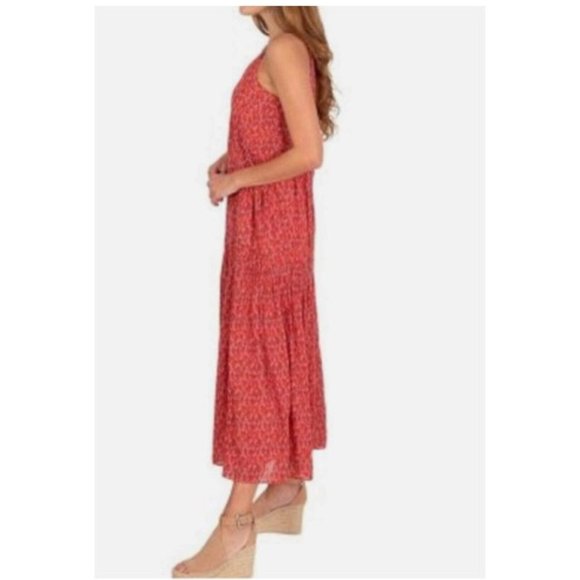Joie Women’s Pink Red Maxi Dress Tank V-Neck Flow M - Picture 2 of 6